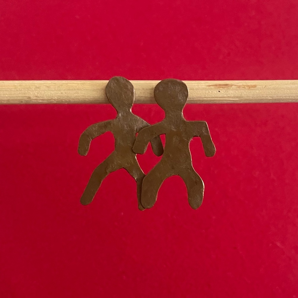 Brass Abstract Figure Post  Earrings.